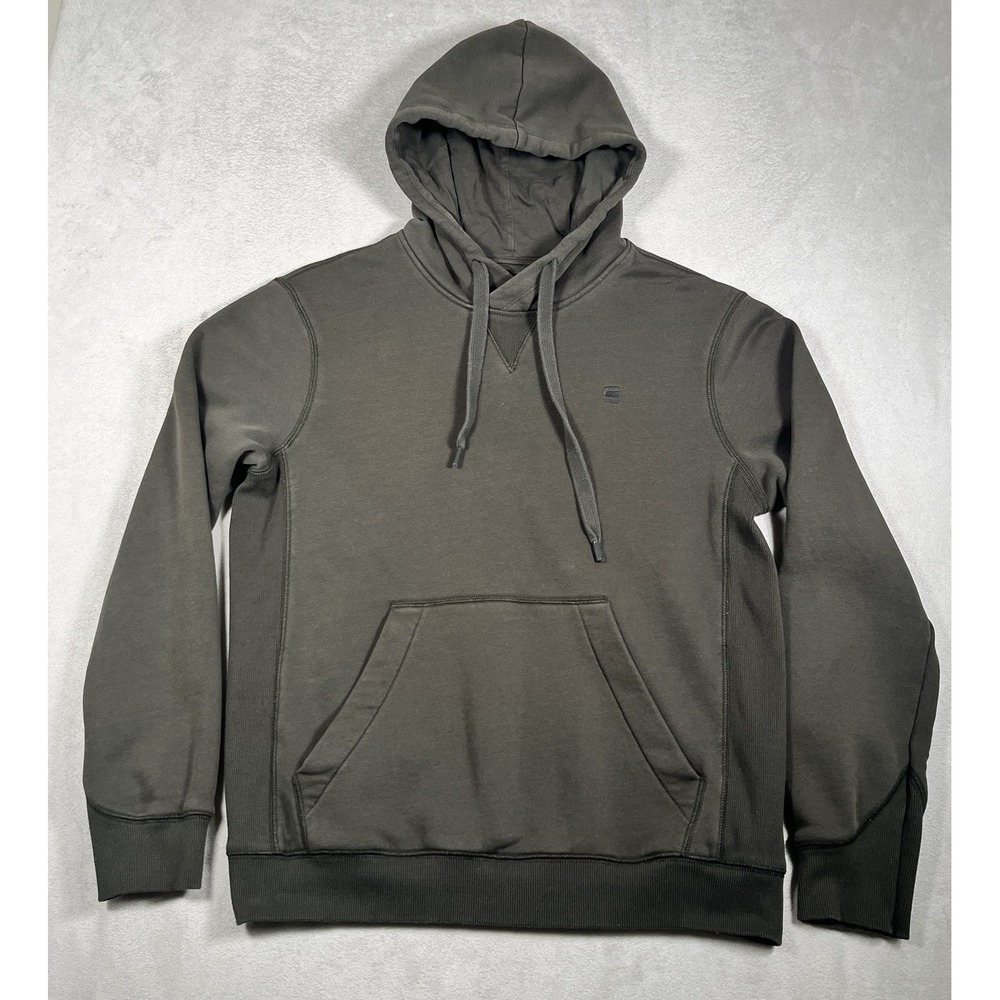 G-Star Raw Premium Core Pullover Hoodie Men M Army Green Sweatshirt-EUC